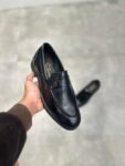 Black Leather Slip-On Formal Loafers
